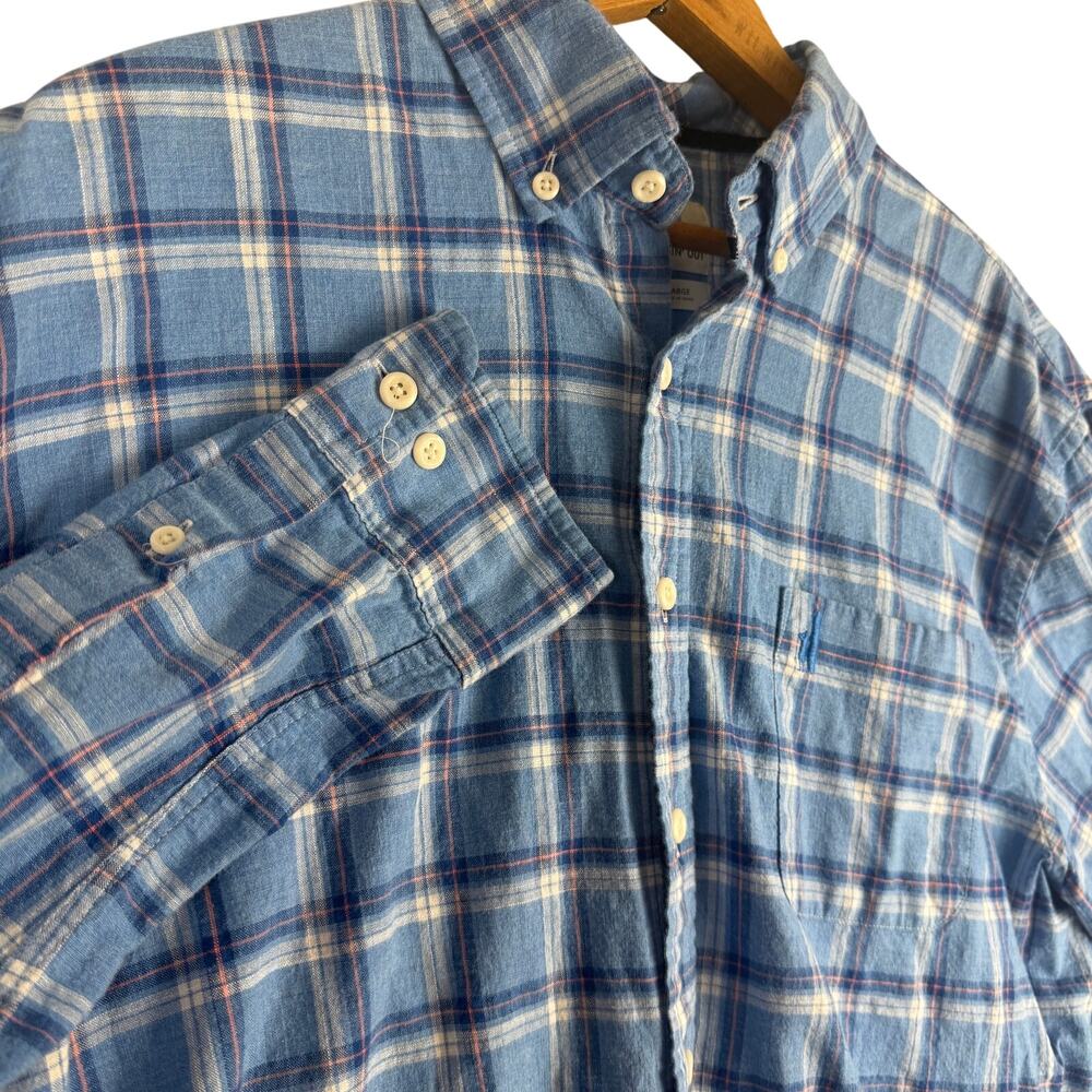 Johnnie-O Long Sleeve Button Up Plaid Men's Shirt Top Shelf Sz L Blue